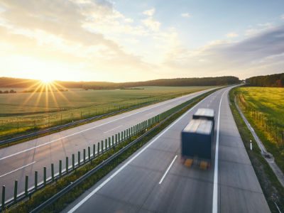 Highway at beautiful sunrise